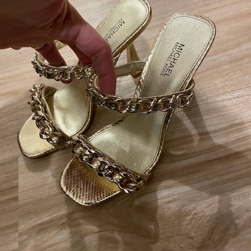Michael Kors Gold metallic leather sandals